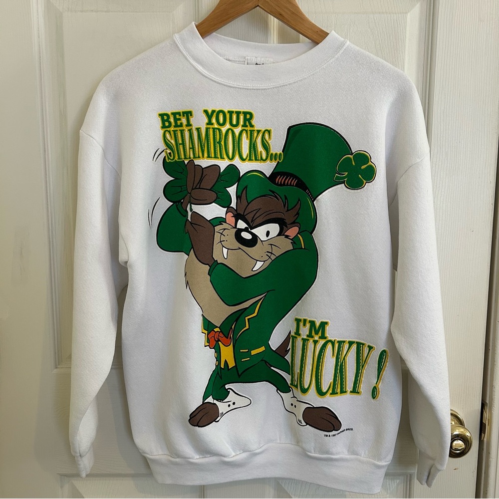 VTG 1997 Looney Tunes Tasmanian Devil St. Patrick’s Day Crewneck Sweatshirt